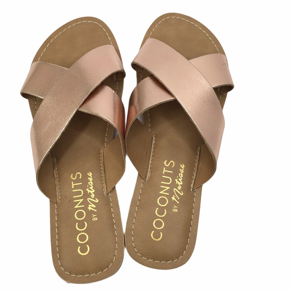 Coconuts Pebble Slides Sandals Rose Gold Size 8 - Picture 3 of 7